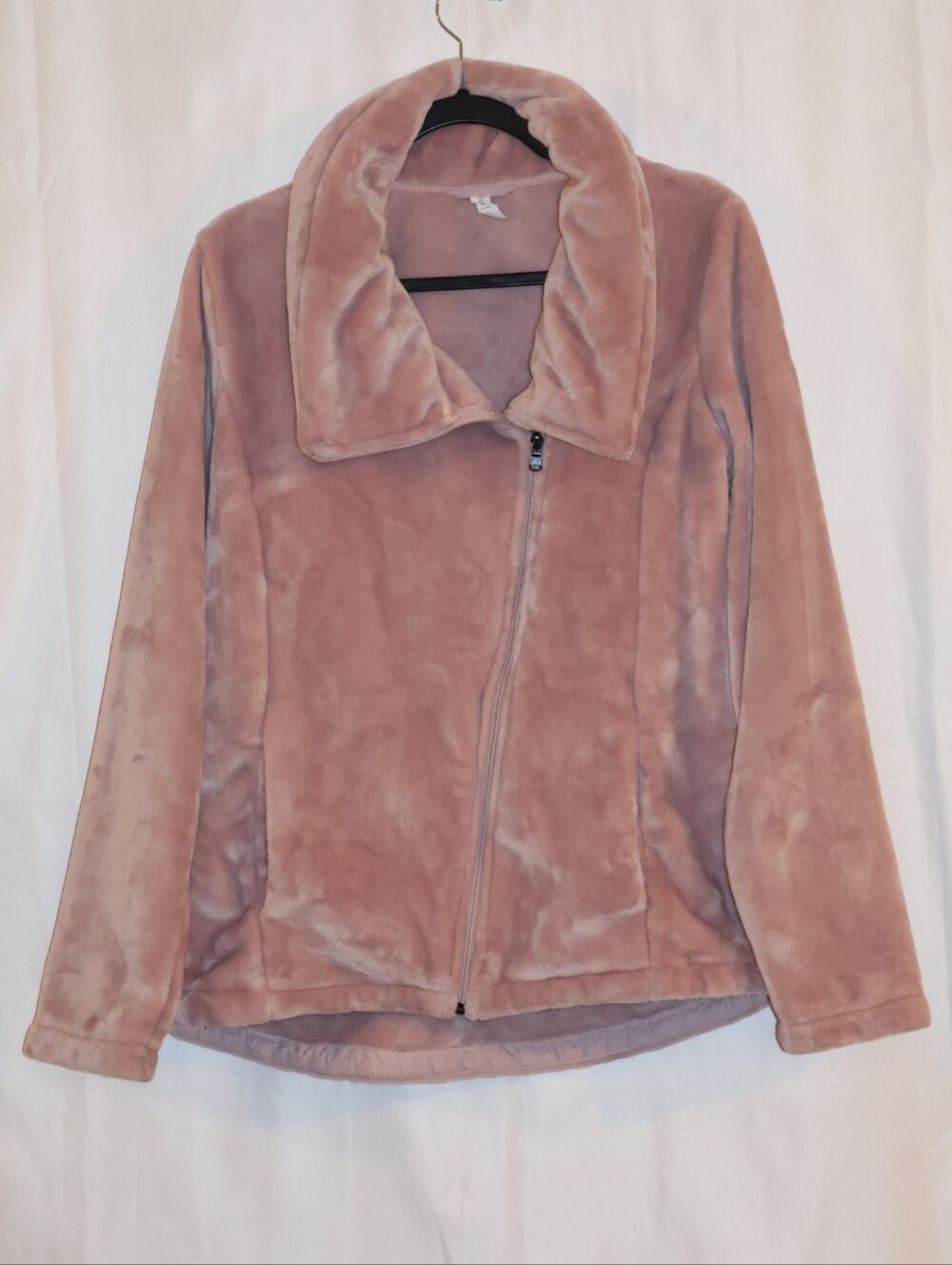 Ideology Asymmetrical Plush Full-Zip Jacket - Shimmery Pink.